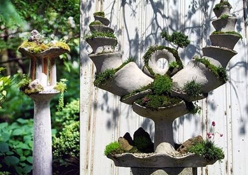 Садовые скульптуры - камень и мох с фото