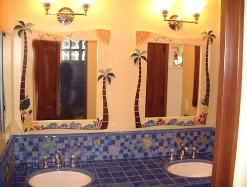 «Тропический» дизайн интерьера ванной комнаты - идеи - фото